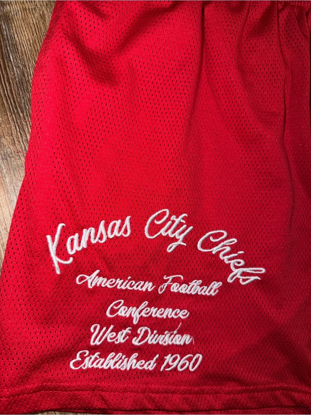 Kansas City Chiefs NFL Ultra Game embroidered mesh shorts red mens XL